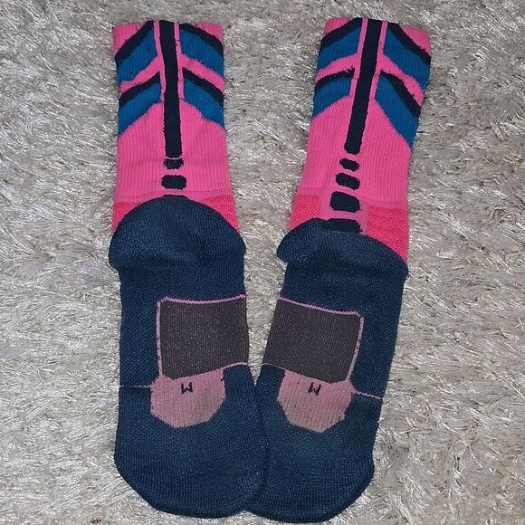 Nike Socks dri-fit high size medium unisex neon Pink grey Blue hyperelite Rare - Picture 8 of 15